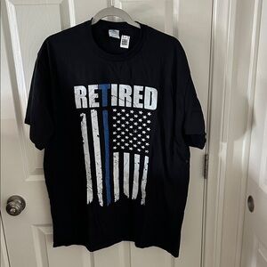 Port and Company Mens Black Retired Police Tee, Size XL, NWOT